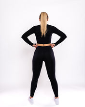Load image into Gallery viewer, Seamless Fashion Long Sleeve Crop Top &quot;Black&quot;
