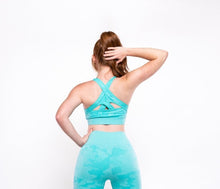 Load image into Gallery viewer, Camo Sports Bra &quot;Turquoise&quot;
